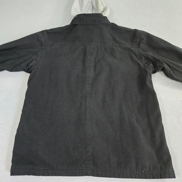 Marino Bay Men's Canvas Hooded Barn Chore Black & Gray Sweatshirt Lined Jacket - Picture 2 of 16